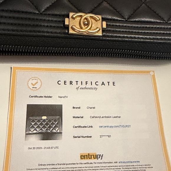 Chanel Boy Zipper Long Wallet Black Genuine Leather Excellent Condition - Picture 10 of 13